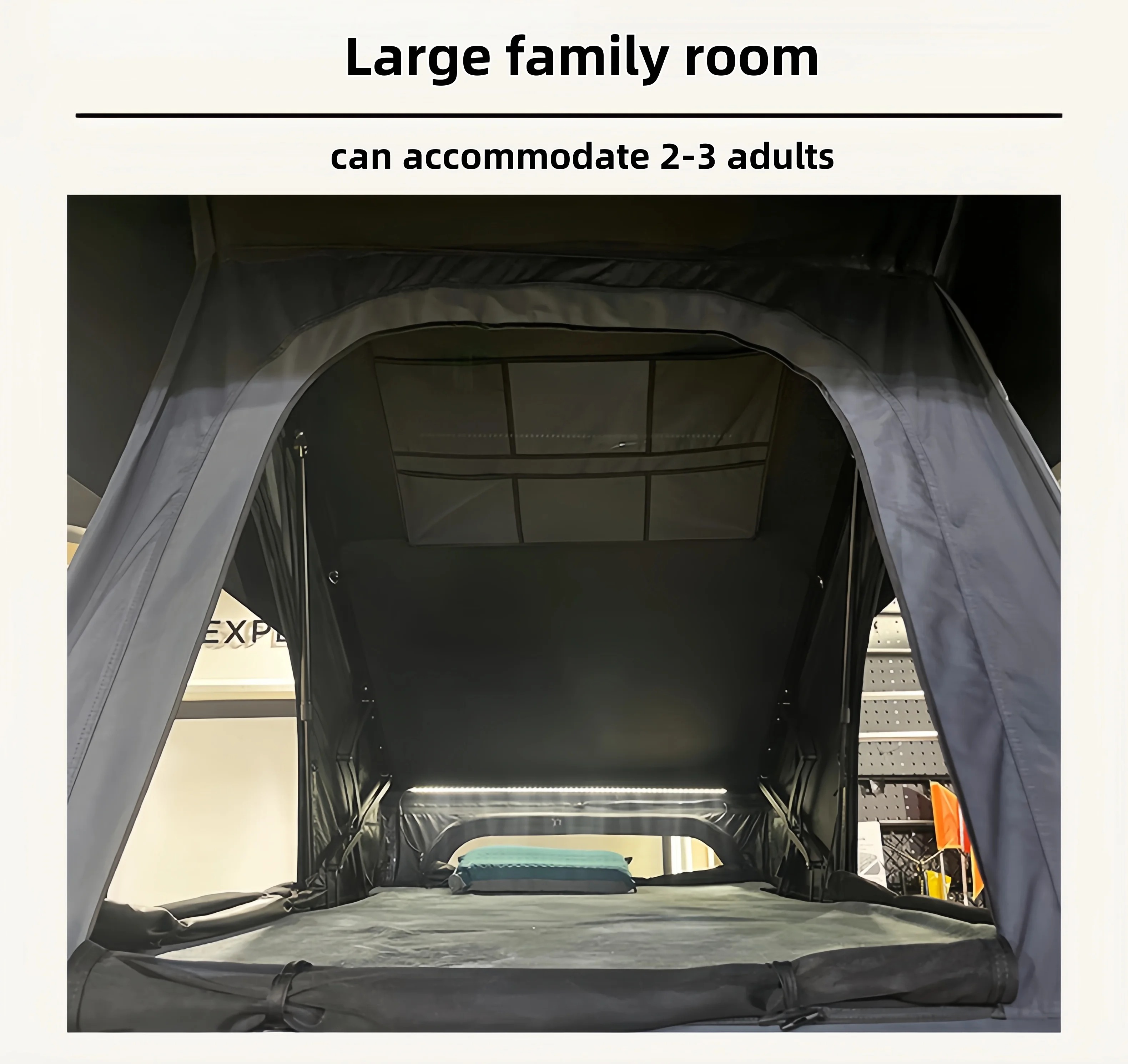 Upgraded Automatic Hydraulic Roof Tent with 4-sided Pop-up windows Waterproof Hard Shell for Camping Car Roof Overland Roof